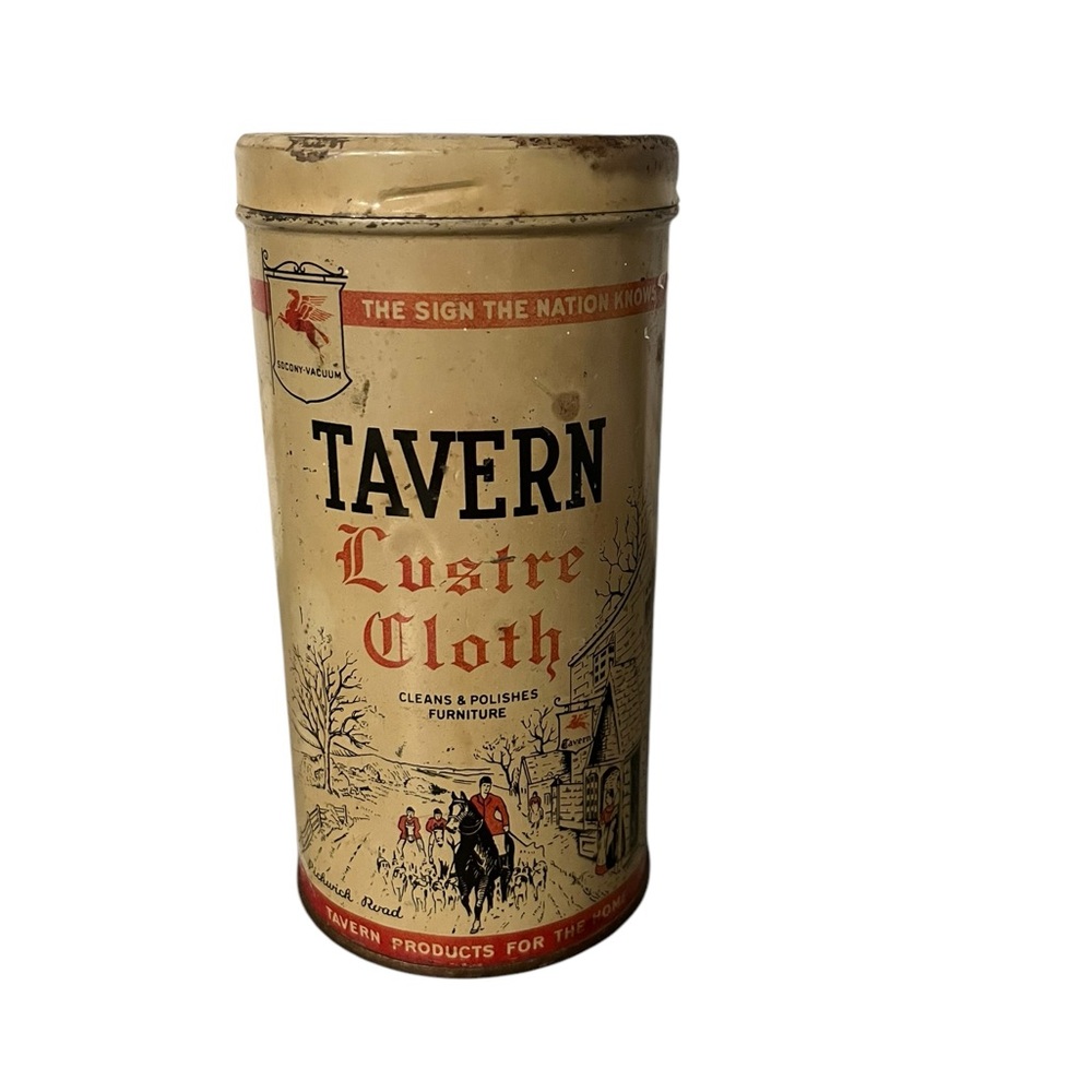 Vintage Mobil Pegasus Socony Vacuum Tavern Lustre Cloth Can & Cloth Furniture